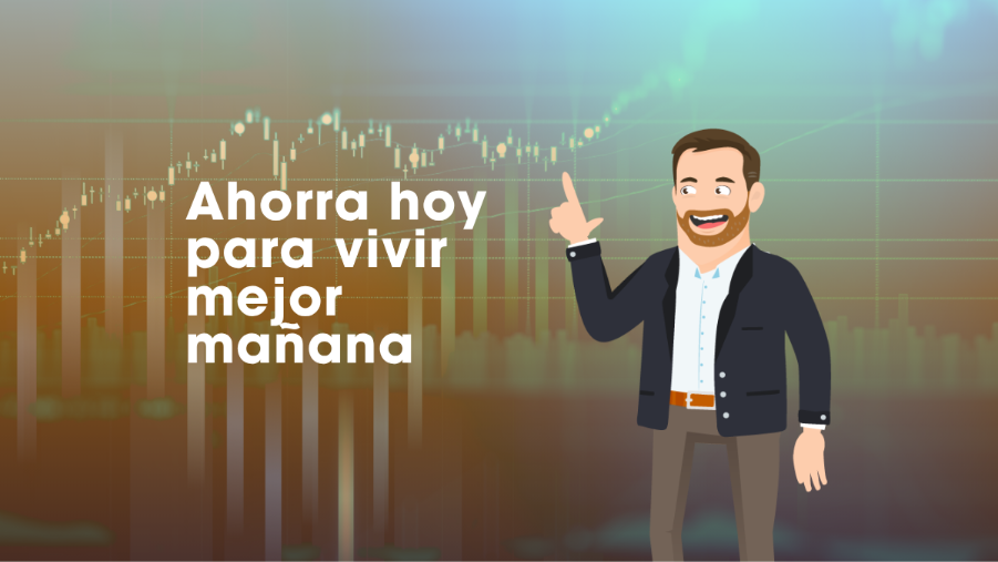 Ahorro previsional para mejorar la pensión futura, ilustración con gráfico financiero y mensaje “Ahorra hoy para vivir mejor mañana”.