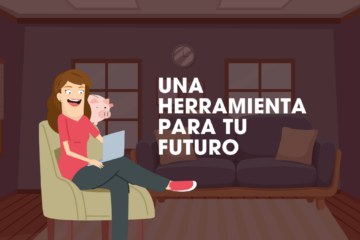 Persona revisando su ahorro previsional en computador junto a una alcancía, representando los beneficios del APV para complementar la pensión.