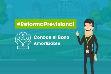 Portada informativa sobre la Reforma Previsional en Chile que explica el Bono Amortizable, con ilustración de AFP Modelo y símbolo de ahorro previsional.