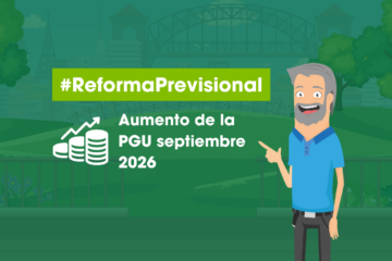 Ilustración sobre el aumento de la PGU en septiembre de 2026, con información sobre requisitos y beneficiarios de la Pensión Garantizada Universal en Chile.